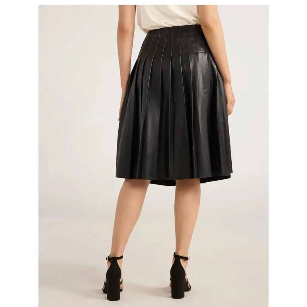Faux Leather Pleated Skirt - Picture 3 of 8